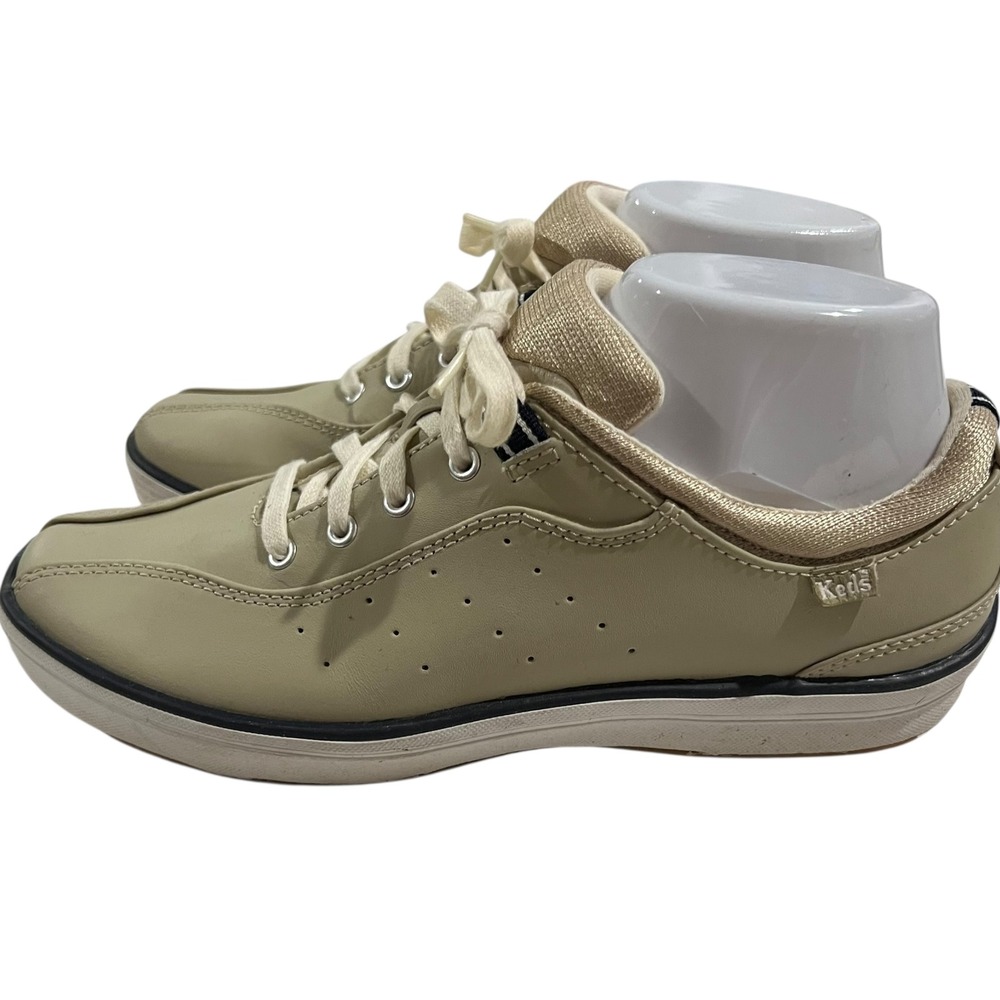 Keds Taupe‎ Leather Sneakers Women's Size 7.5 Preppy Comfort Casual - Picture 4 of 9